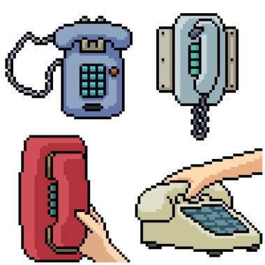 piksel sanatı izole edilmiş klasik telefon