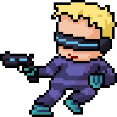 Vektör piksel sanat askeri gelecekteki izole çizgi film