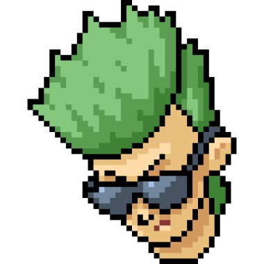 Vektör piksel çocuk kafa karikatürü izole edildi