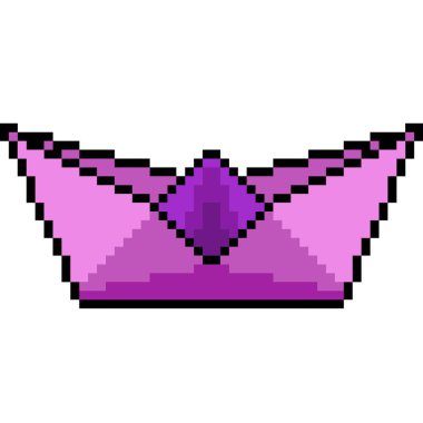 vektör pikseli kağıt tekne izole edildi.