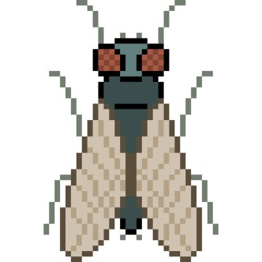 Vektör piksel resim sineği izole edilmiş çizgi film