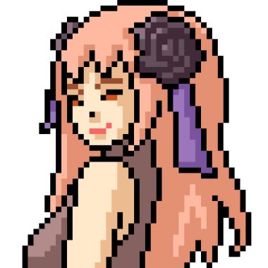 vektör piksel sanat anime kız izole çizgi film