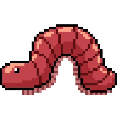 Vektör piksel sanatı. Dünya solucanı izole edilmiş.