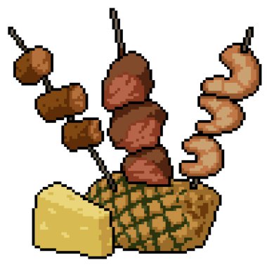 süslü barbekü seti piksel sanatı