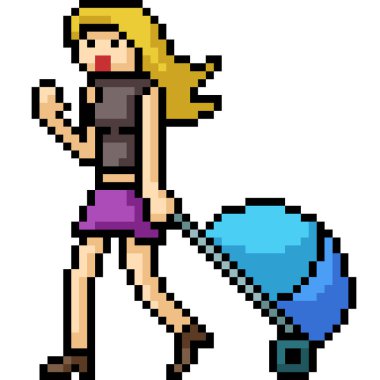 Vektör pikseli sanat seyahati izole edilmiş çizgi film