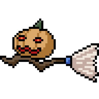 vektör piksel sanat cadı süpürgesi izole cartoo