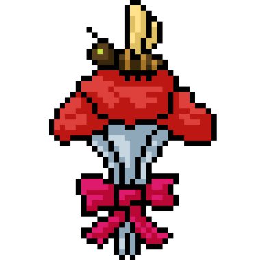 Vektör piksel sanat çiçeği arısı karikatürü izole