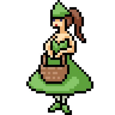 vektör piksel sanat tatlı kız izole çizgi film