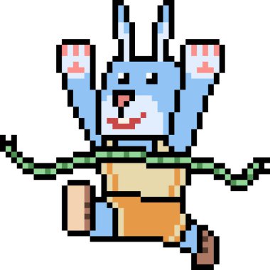 Vektör piksel sanat tavşanı yalnız çalışıyor