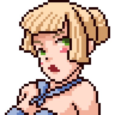 vektör piksel sanat anime kız izole cartoo