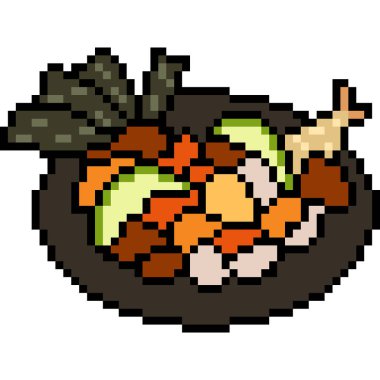 Vektör piksel sanat yemeği Asyalı izole