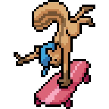 vektör piksel sanat kaykayı sincap izole çizgi film