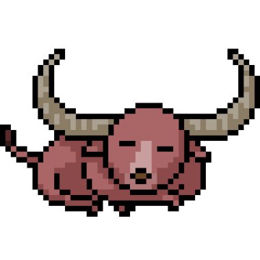 vektör pikseli bufalo izole bir çizgi film uyur