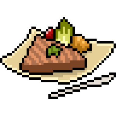 vektör piksel sanat eti biftek izole çizgi film