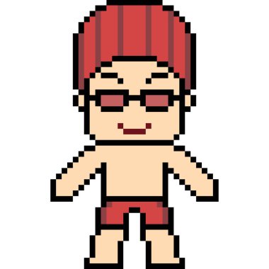 vektör piksel sanatı yüzücüsü izole