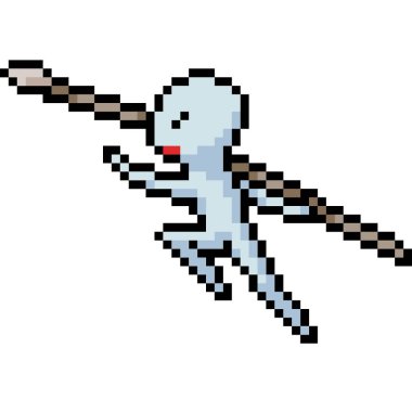 vektör piksel sanat mızrağı izole edilmiş çizgi film fırlat