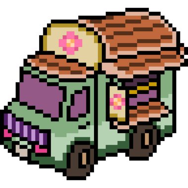 vektör pikseli sanat kamyoneti izole edildi