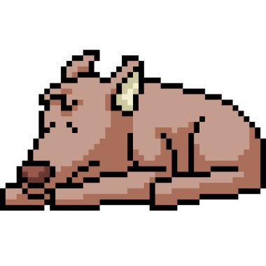 Vektör piksel sanat köpeği hasta izole çizgi film