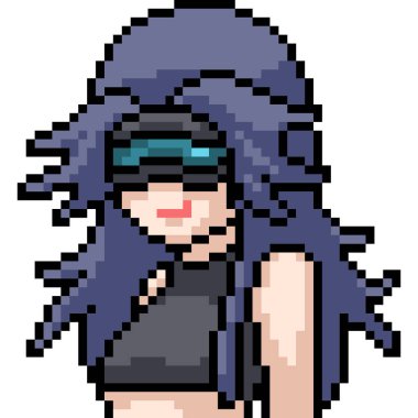 vektör piksel sanat anime kız izole çizgi film