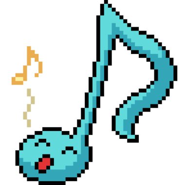 Vektör piksel sanat şarkısı notası izole edilmiş çizgi film