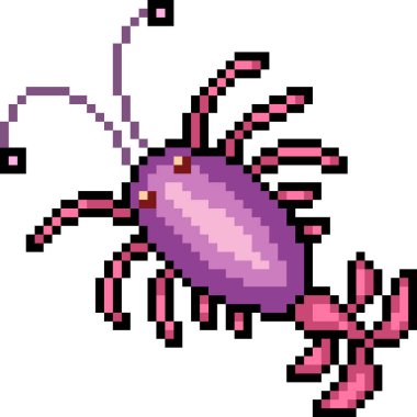 vektör piksel sanat planktonları derin deniz izole çizgi filmi