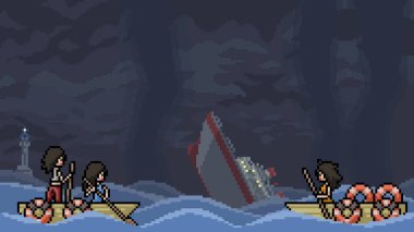 Vektör pikseli sanat sahnesi kazazedesi