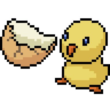 vektör piksel sanat tavuk bebek izole cartoo