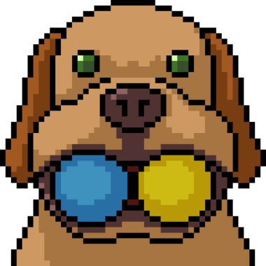 Vektör piksel sanat köpeği izole araba çalıyor