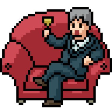 Vektör pikseli sanat patronu karikatürü izole etti