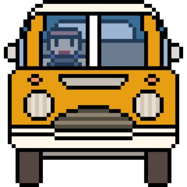 vektör piksel sanat minibüsü önü izole edildi