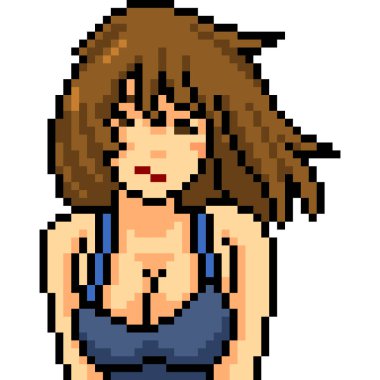 Vektör pikseli güzel kadın izole edilmiş karikatür.