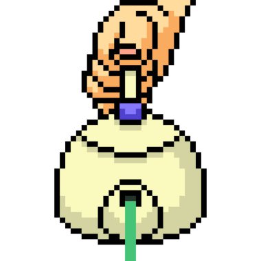 Vektör piksel el hareketi yeşil tencere izole