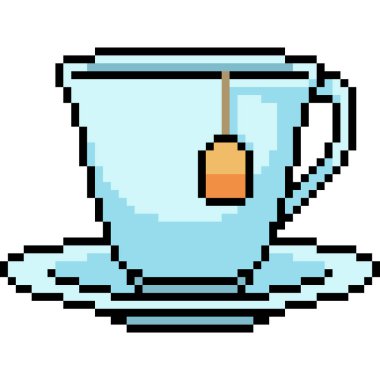 Vektör pikselli çay fincanı izole edilmiş.