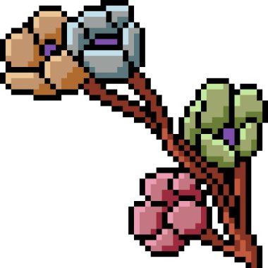 vektör pikseli çiçek dekorasyonu izole edilmiş karikatür