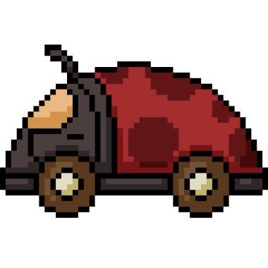 vektör piksel sanat böceği araba tarafı izole edilmiş çizgi film