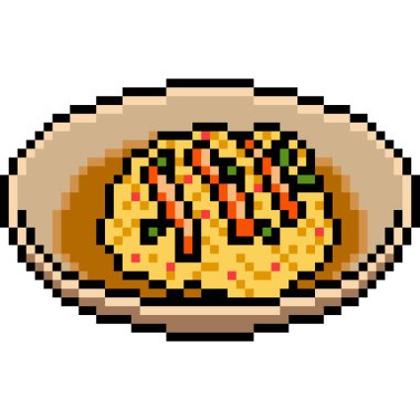 vektör piksel sanat yemeği kızarmış pirinç izole edilmiş.