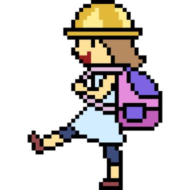 Vektör pikseli çocuk yalnız yürüyecek