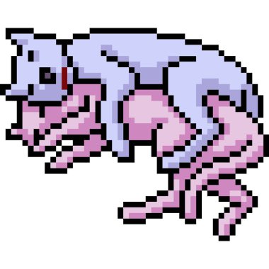 vektör piksel sanat kedisi çift izole çizgi film