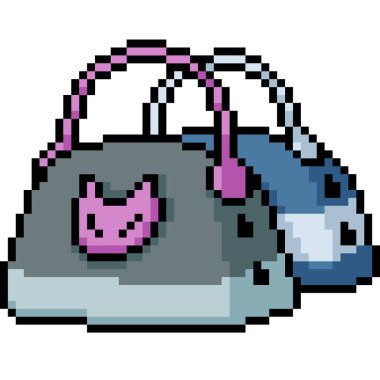 Vektör pikseli sanat çantası, izole çizgi film.