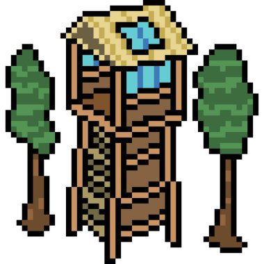 vektör piksel resim ağaç evi izole edilmiş karikatür