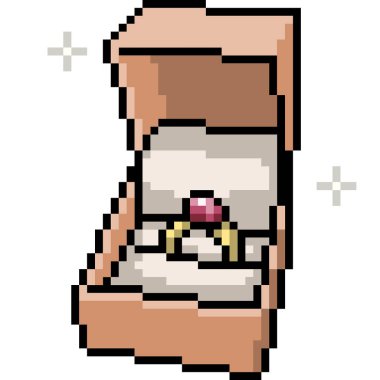 vektör pikseli sanat evlilik yüzüğü izole edilmiş.