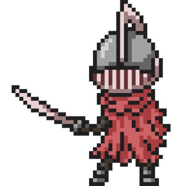 Vektör piksel sanat seyahat şövalyesi karikatür izole