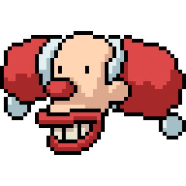 Vektör pikselli Noel Baba palyaçosu karikatürü izole etti