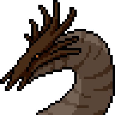 Vektör piksel sanat canavarı kafası izole edilmiş karikatür