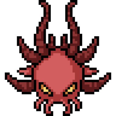 Vektör piksel sanat canavarı kafası izole edilmiş karikatür