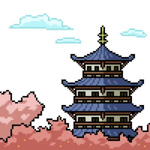 Pixelkunst Des Japanischen Hochturms — Stockvektor