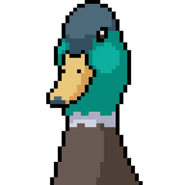 Vector Pixel Art Duck Head Isolated Cartoon — Stock Vector