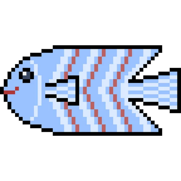 Vector Pixel Arte Pescado Aislado — Vector de stock