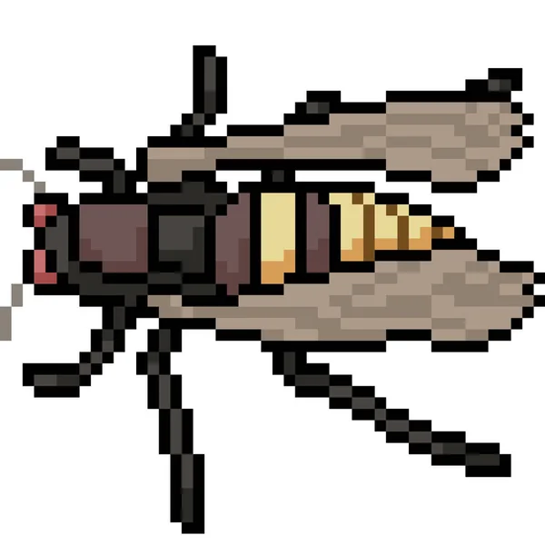 Vector Pixel Kunst Insect Mot Geïsoleerde Cartoo — Stockvector