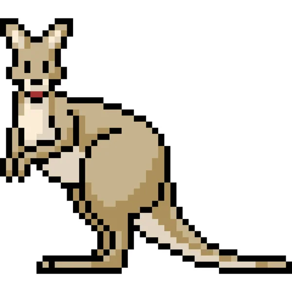 Vecteur Pixel Art Kangourou Isolé Cartoo — Image vectorielle